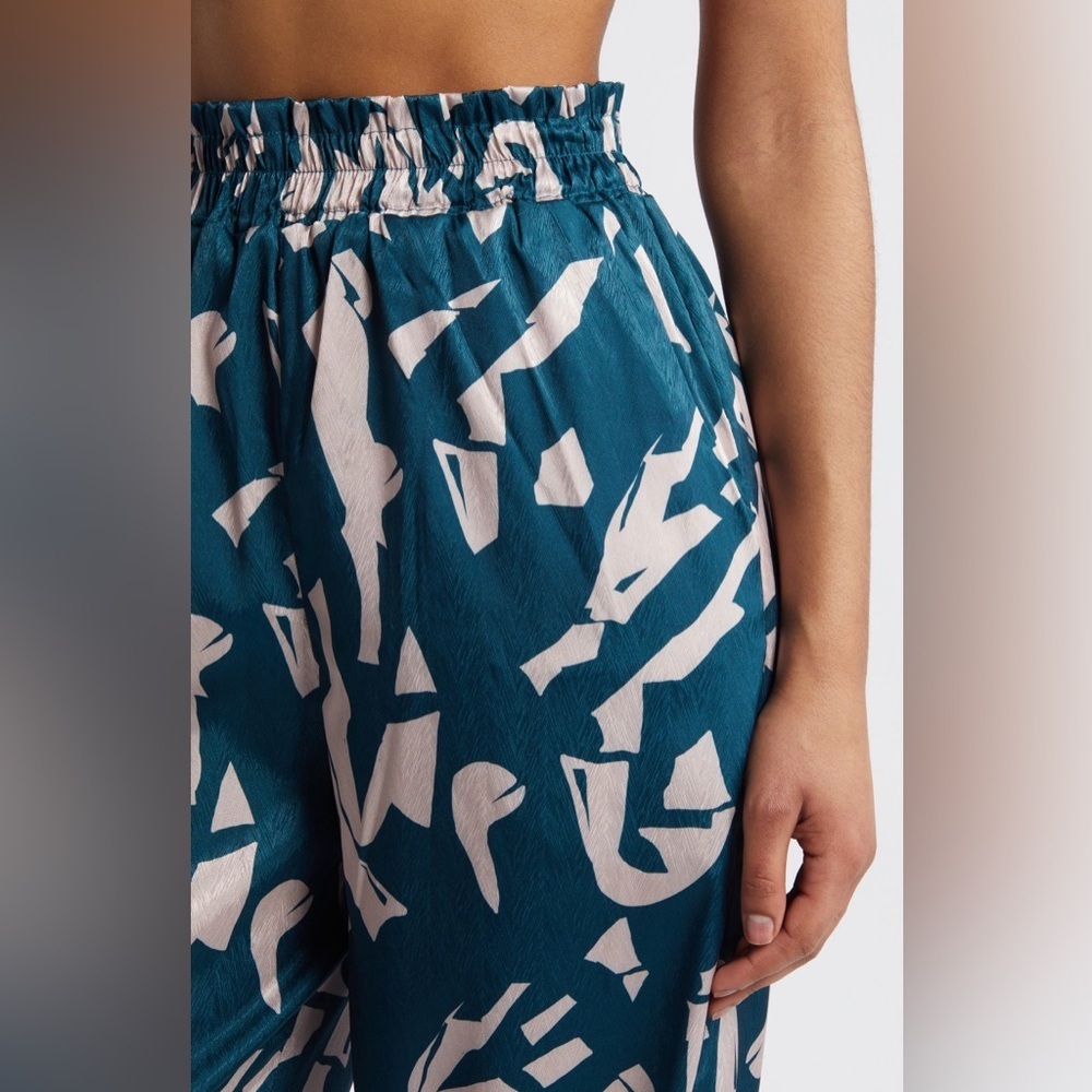 DiarraBlu Leer Batik Wide Leg Palazzo Pants Teal Small NWT - Picture 6 of 7